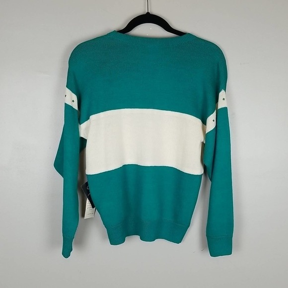vintage St. John green star knit sweater, size 2, nwt - Picture 9 of 9